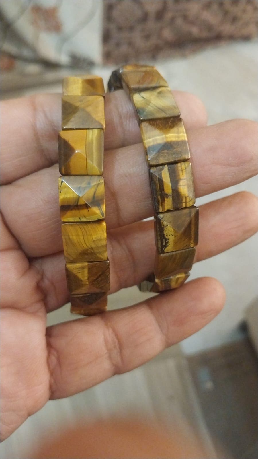 Tiger Eye Pyramid-Cut Bracelet