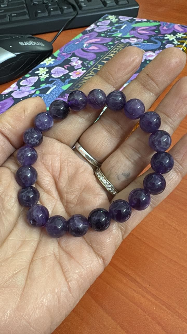 Amethyst Round Bead Bracelet