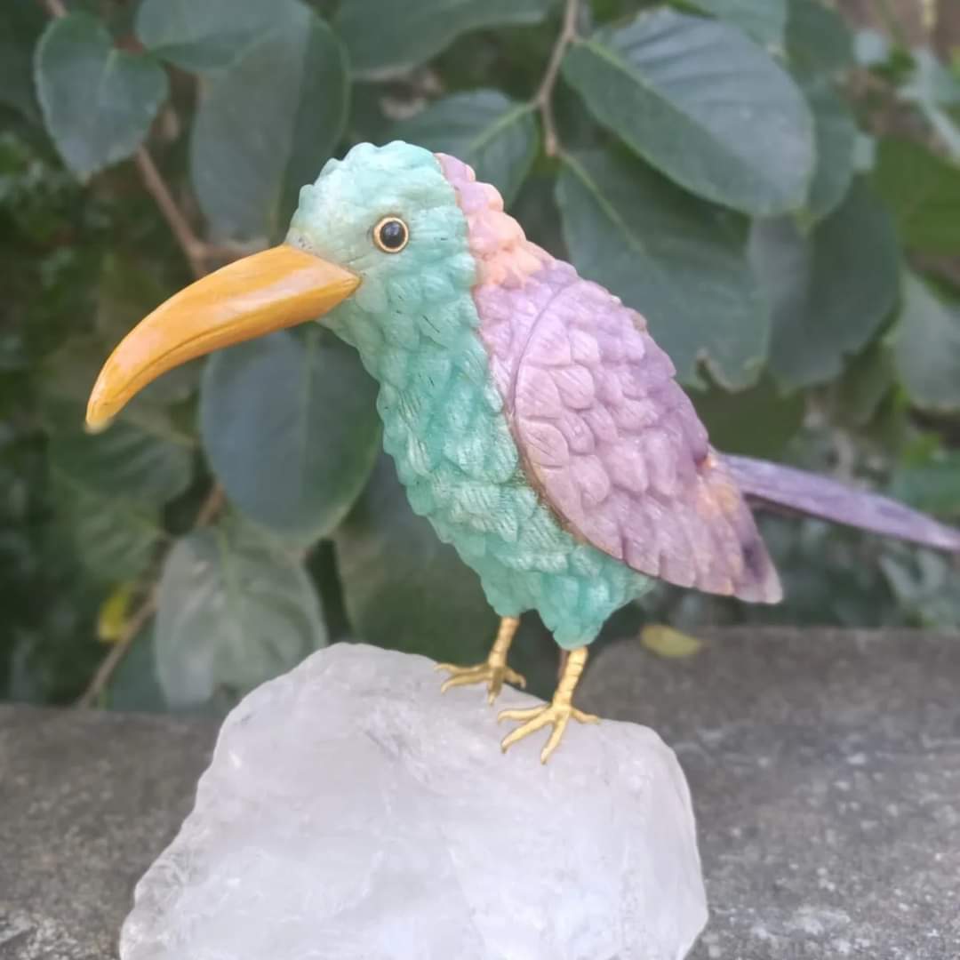 Multi-Stone Crystal Bird Figurine