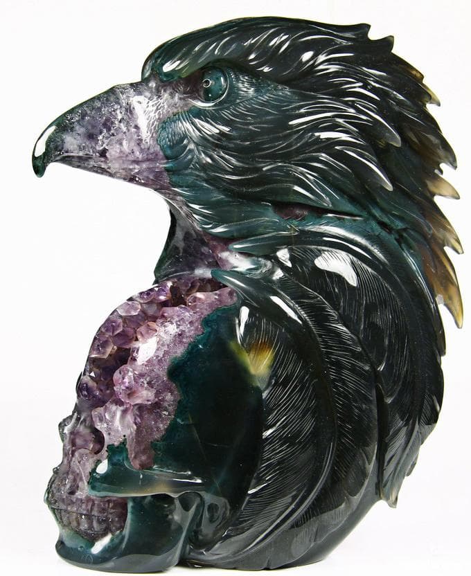 Crystal Eagle and Amethyst Geode Sculpture