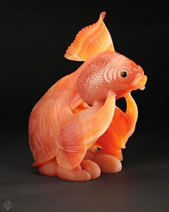 Carnelian Goldfish Crystal Carving