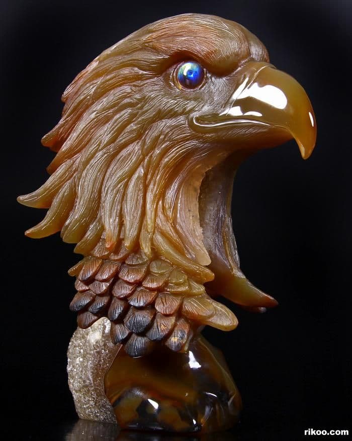 Agate Eagle Head Crystal Sculpture